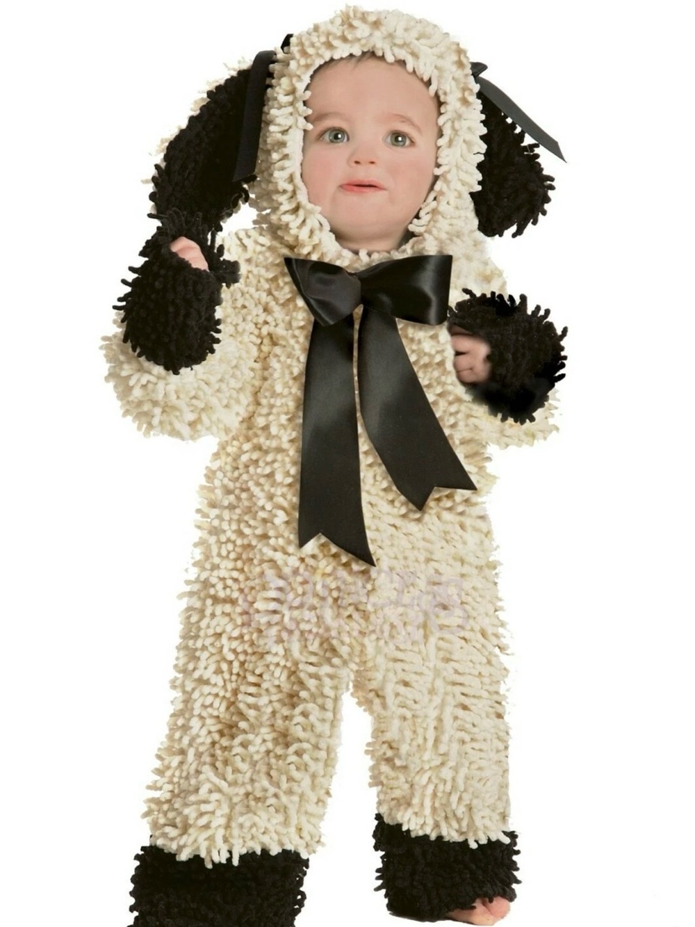 Princess Paradise Kids Cream and Black Lamb Costume with Satin Bow